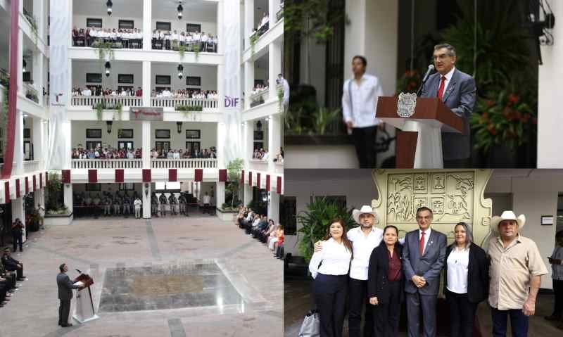 Inaugura Américo rehabilitación de Palacio de Gobierno de Tamaulipas y devela escudos de los 43 municipios. 1 Inaugura Americo rehabilitacion de