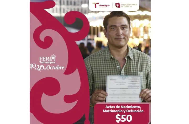 Ofrecen actas a precio especial durante la Feria Tamaulipas 2024. 10 Ofrecen actas a precio espec