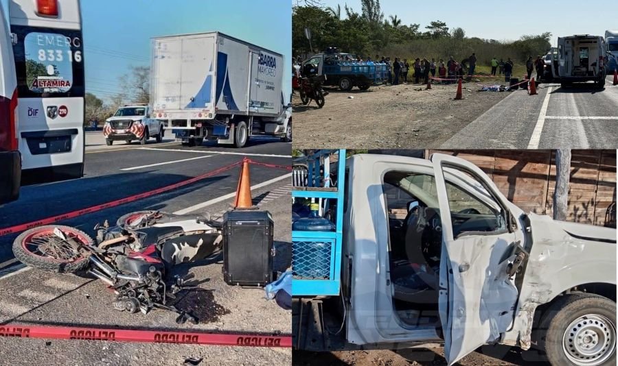 Fatal choque motociclista impacta con camioneta