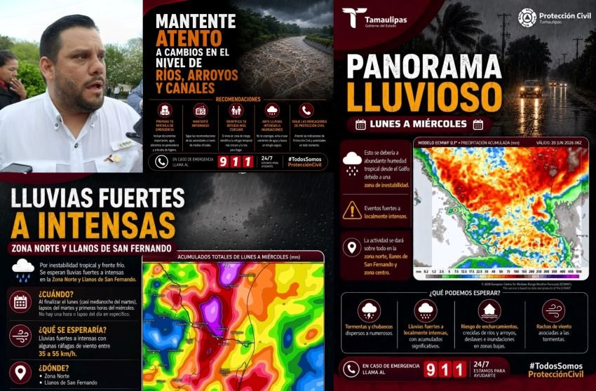 Exhorta Protección Civil a extremar precauciones ante pronóstico de lluvias intensas en Tamaulipas 1 Exhorta Proteccion Civil